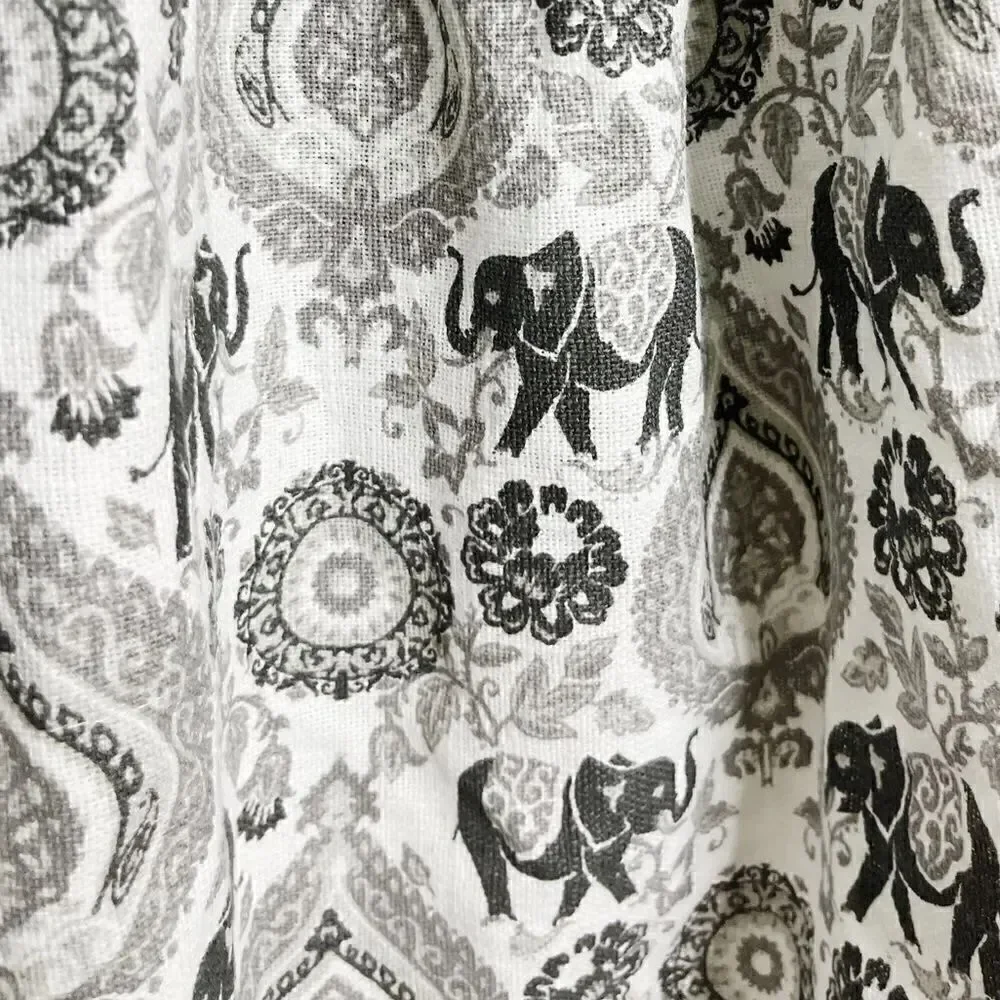 Envogue Bohemian Elephant Cotton Cooking Apron Grey & White